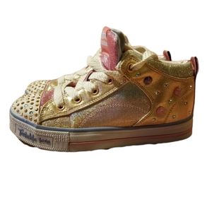 Skechers Bling Pink Purple Sneakers Light Up Size Girls 1.5